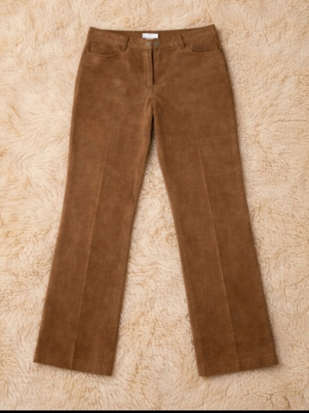 Real Tan Suede leather Pants Designer 5 Pocket Jean Quiet Luxury Style Sz 14 W33